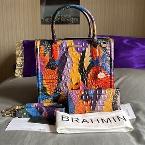 Brahmin Caroline Ambience Melbourne Satchel and Ady Wallet - NWT -Multi color